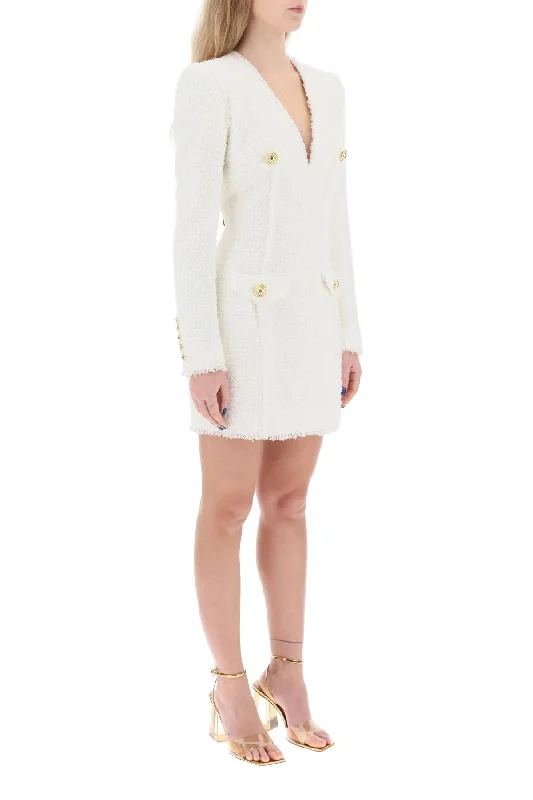 Balmain Mini Dress In Tweed Trendy Lace Mini Dress