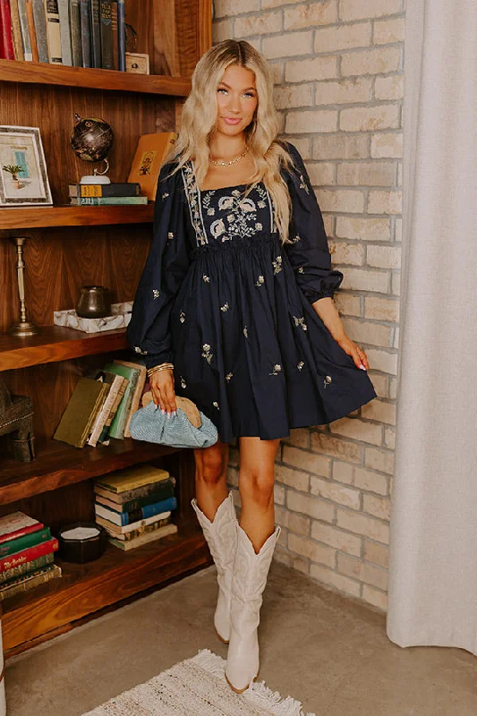 Boho Dreams Embroidered Mini Dress Elegant Velvet Mini Dress