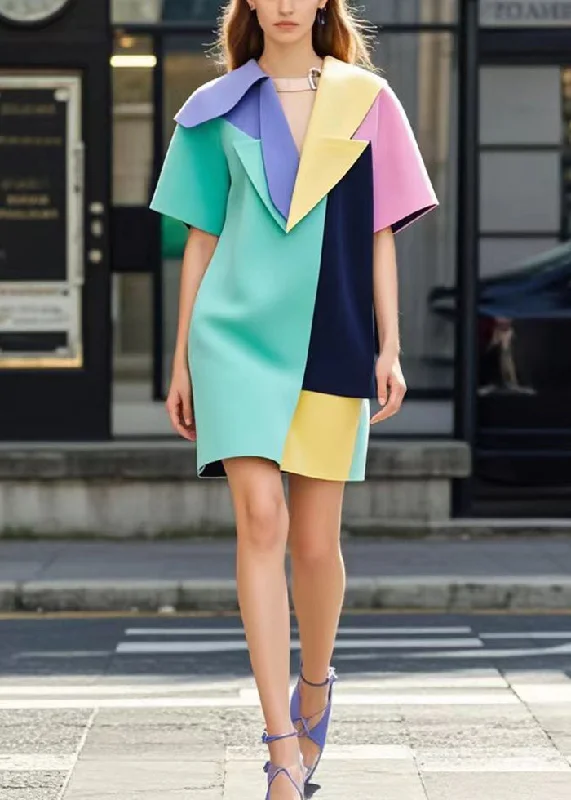 Boho Multicolor Asymmetrical Patchwork Cotton Mini Dress Summer Cozy Ribbed Mini Dress Boho Multicolor Asymmetrical Patchwork Cotton Mini Dress Summer Cozy Ribbed Mini Dress