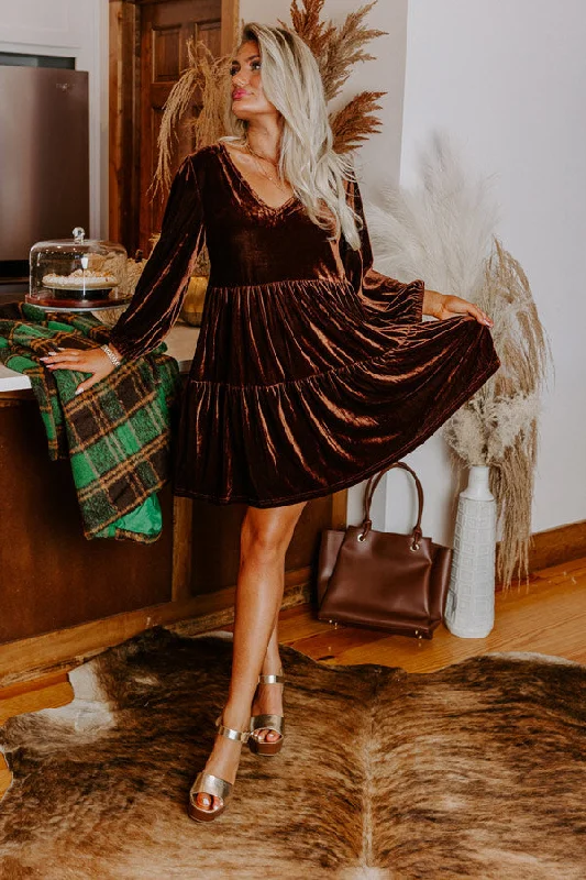 Cider Tasting Velvet Mini Dress Stylish Button-Down Mini Dress