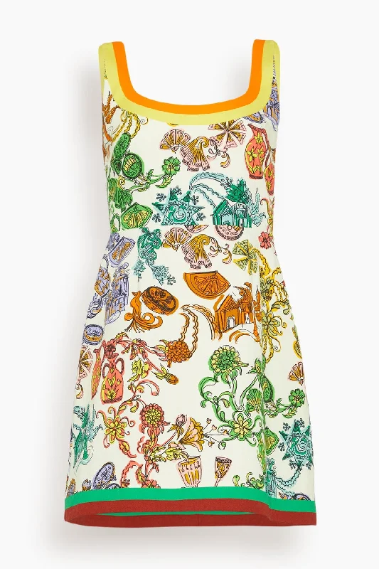 Fiesta Mini Dress in Multi Chic Pleated Mini Dress