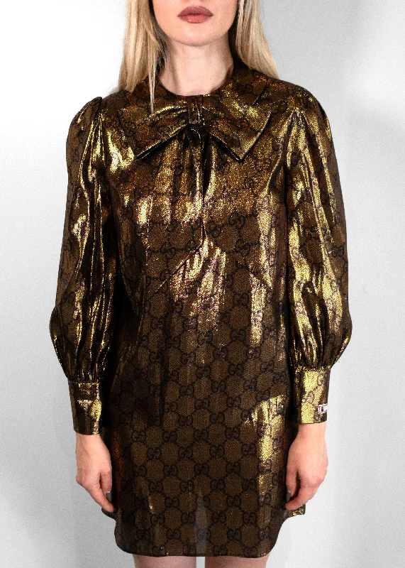 Gucci Silk GG Supreme Mini Dress Stylish Summer Mini Dress