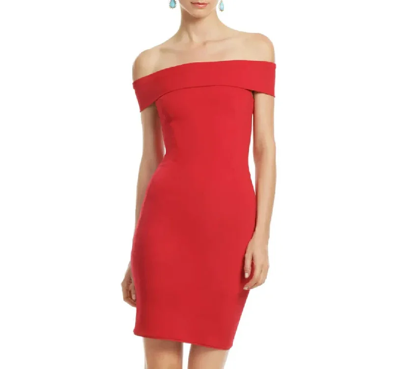 Halston Heritage NEW Lipstick Red Smooth Operator Sheath Mini Dress Size 6 $475 Comfortable Fit-and-Flare Mini Dress