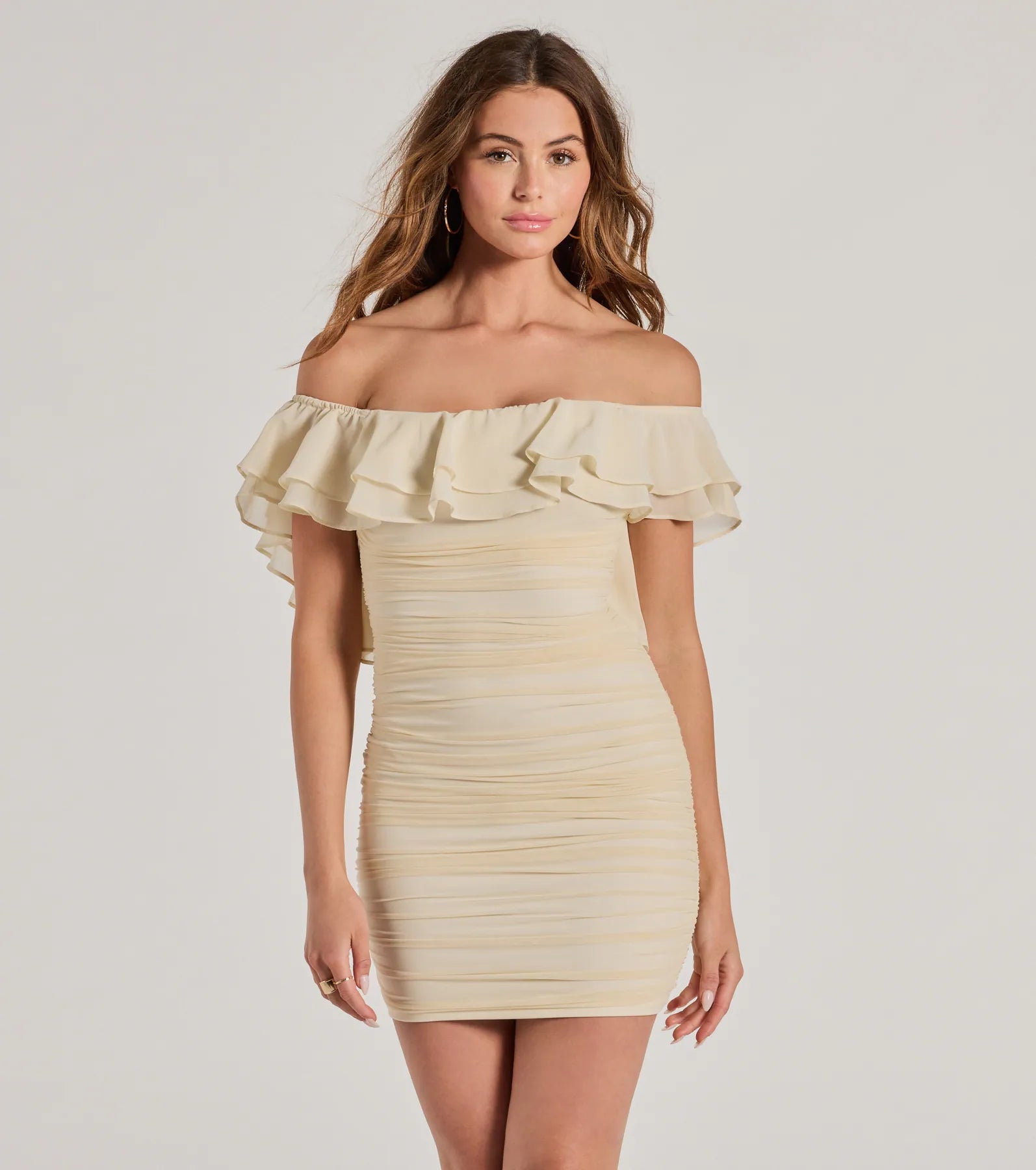 Inspired Allure Off-The-Shoulder Bodycon Mini Dress Trendy Cut-Out Mini Dress