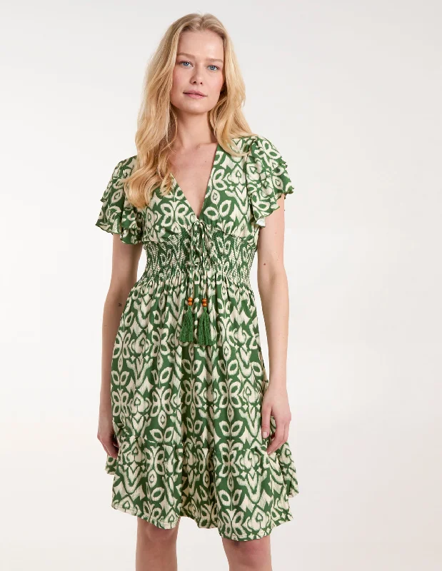 V Neck Mini Dress With Flutter Sleeve Elegant Lace Mini Dress