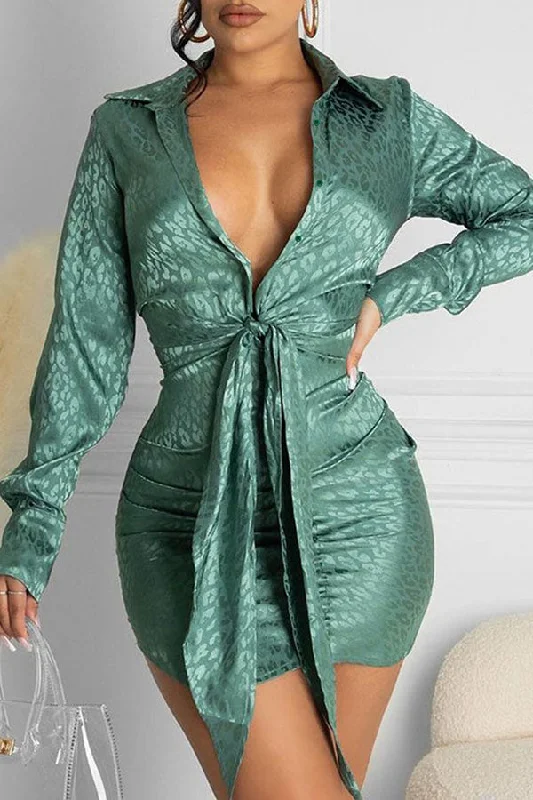 storexq Leopard Print On-trend Strappy Mini Dress Comfortable Zip-Up Mini Dress