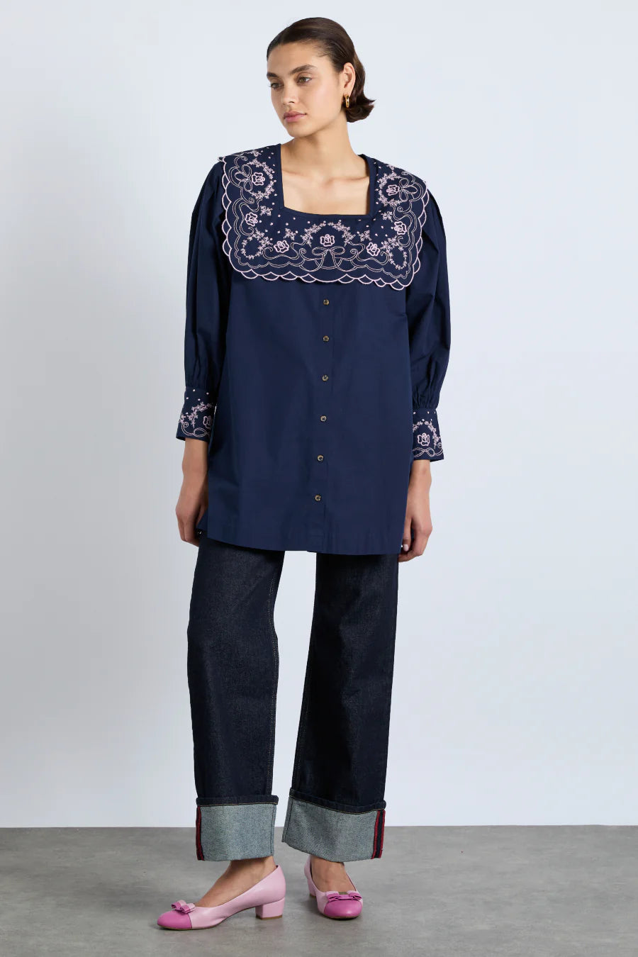 Mala Mini Dress Navy Elegant Floral-Print Mini Dress