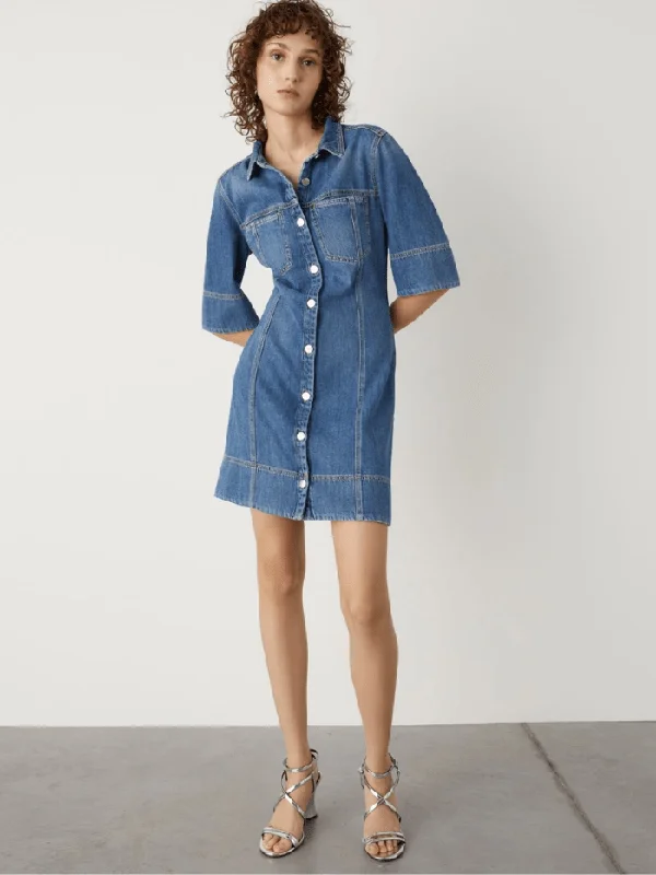 Marella CABINA Denim Mini Dress 24132210542 Col 001 Cozy Satin Mini Dress