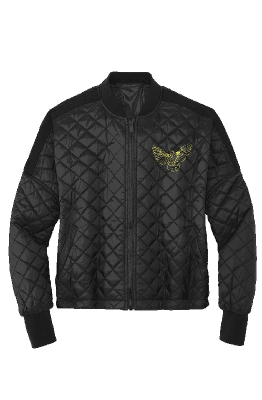 Womens Black Boxy Quilted Jacket-Embroidered Mockingbird Corduroy Jacket Velvet Jacket Brocade Jacket