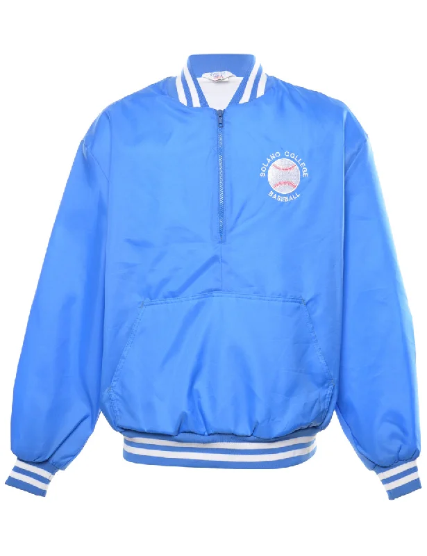 Nylon Blue Classic Waterproof Team Jacket - XL Zippered Front Buttoned Front Snap Front Nylon Blue Classic Waterproof Team Jacket - XL Zippered Front Buttoned Front Snap Front