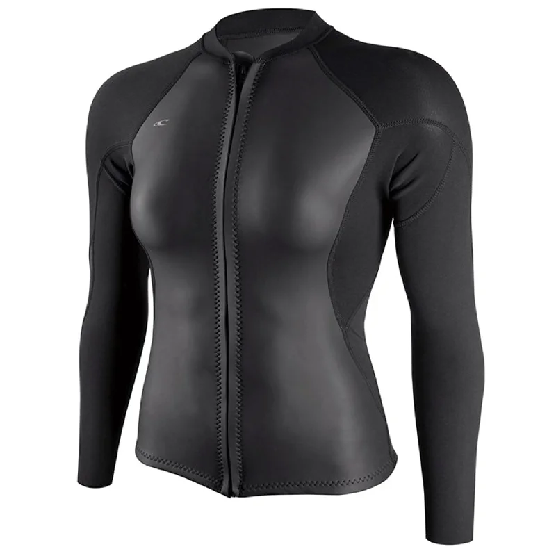 O'Neill Bahia 1.5mm Women's Front Zip Wetsuit Jacket - Black Quilted Jacket Puffer Jacket Insulated Jacket