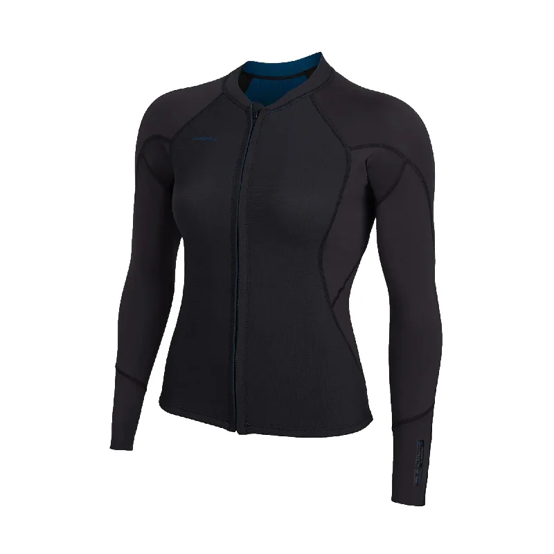 O'Neill Hyperfreak Neo-Skinz Front Zip Women's L/S Wetsuit Jacket Front Pockets Side Pockets Patch Pockets