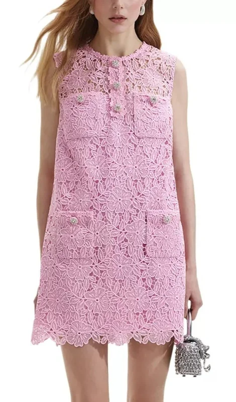 PALMA LACE MINI DRESS Comfortable Linen Mini Dress