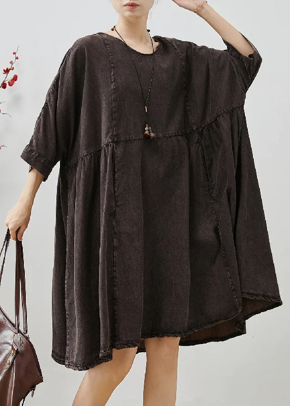 Plus Size Black Oversized Patchwork Denim Mini Dress Summer Cozy Cotton Mini Dress