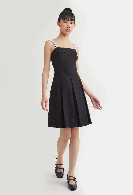 Poppet Pleated Mini Dress Casual Button-Up Mini Dress
