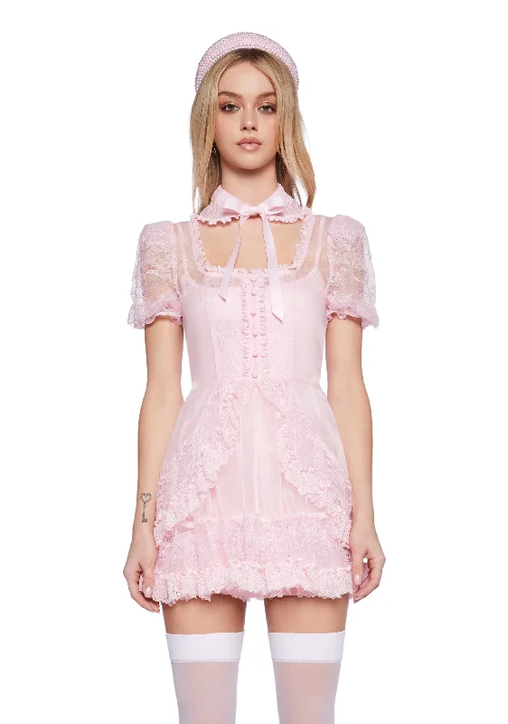 Pretty Imperfect Mini Dress- Pink Comfortable Wrap Mini Dress
