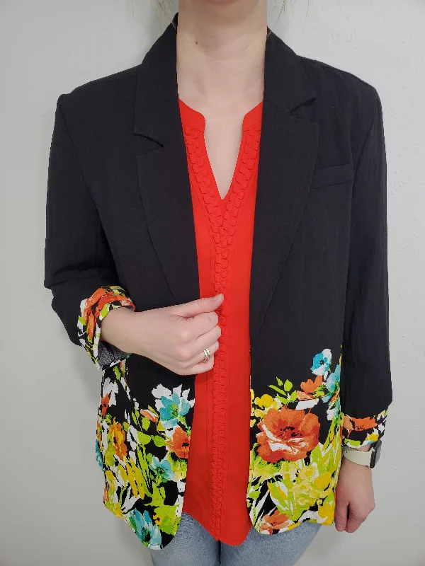 SECRET GARDEN PRINTED JACKET - BLACK MULTI Wool Jacket Cashmere Jacket Tweed Jacket