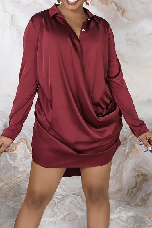 storexq Solid Color Flattering Ruffle Mini Dress Elegant Floral-Print Mini Dress