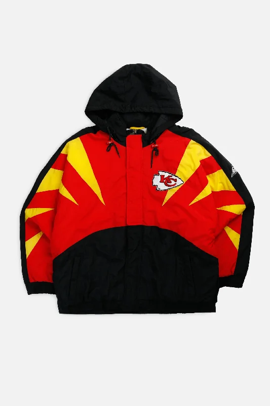 Vintage Kansas City Chiefs NFL Puffer Jacket - XL Collared Jacket Crew Neck Jacket Turtle Neck Jacket