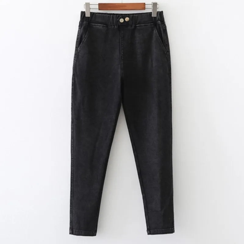 Autumn Clothes Women Jeans Plus Size Slim Two Buttons High Waist Pencil Pants Trendy Plus Size Jeans Autumn Clothes Women Jeans Plus Size Slim Two Buttons High Waist Pencil Pants Trendy Plus Size Jeans