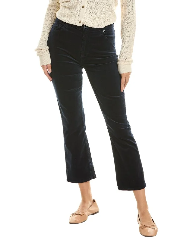 7 For All Mankind High-Waist Velvet Ink Slim Kick Jean Stylish Shredded Denim Jeans