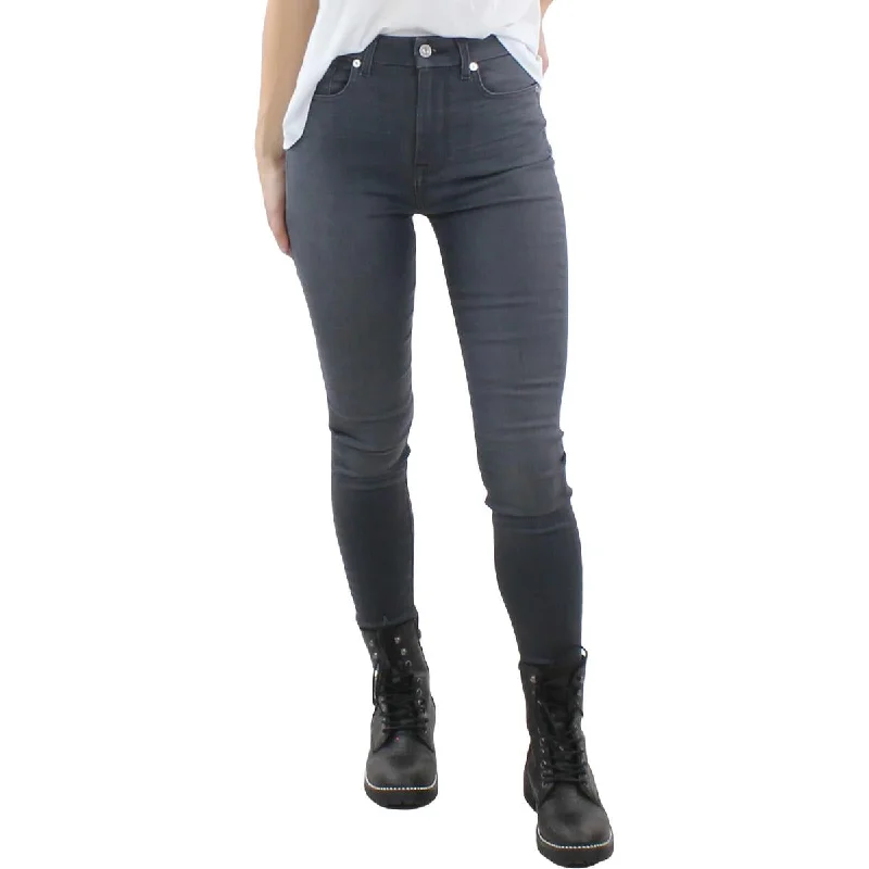 7 For All Mankind Womens High Rise Gray Wash Skinny Jeans Fashionable Slim Fit Jeans