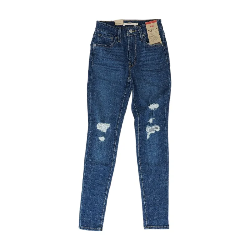 721 Blue Solid High Rise Skinny Leg Jeans Stylish High-Waist Jeans