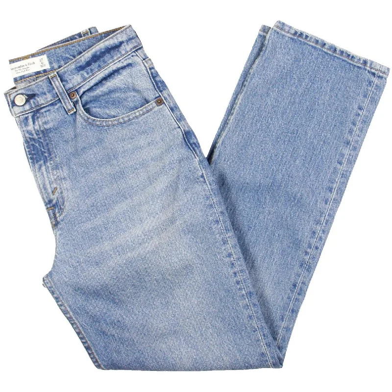 Abercrombie & Fitch Womens Ultra High Rise Medium Wash Straight Leg Jeans Comfortable Stretch Fit Jeans