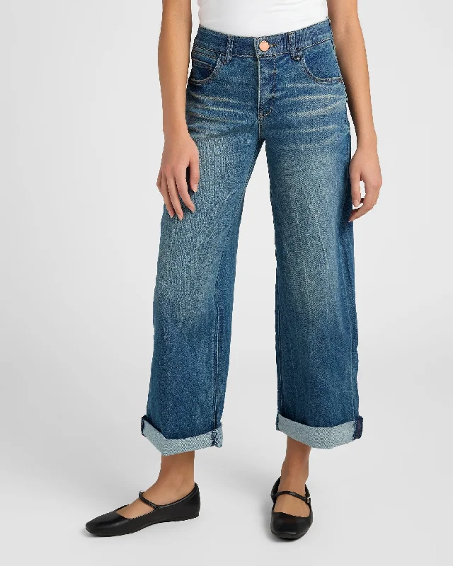 Absolution High Rise Cuffed Wide Leg Jeans Chic Faded Blue Jeans