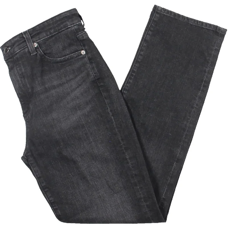 AG Adriano Goldschmied Womens High Rise Faded Straight Leg Jeans Trendy Button-Up High-Waist Jeans