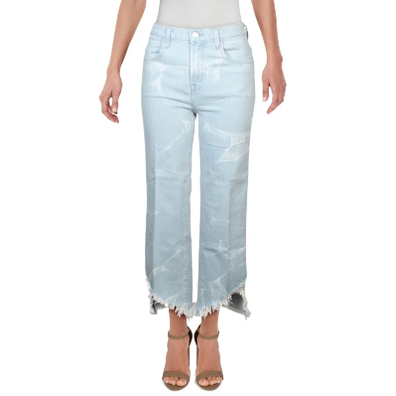 Joan Crop Womens Denim Light Wash Wide Leg Jeans Elegant Wide-Leg Jeans