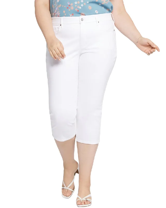 Nydj Plus Waist Match Slim Straight Crop Optic White Jean Classic Blue Denim Jeans