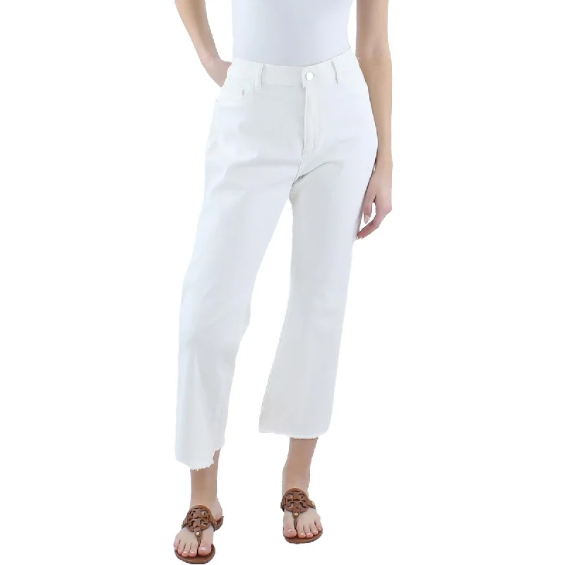 Bridget Womens Frayed Hem Cropped Bootcut Jeans Elegant Tapered Leg Denim