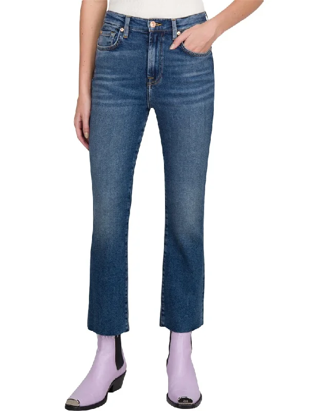 7 For All Mankind High Waist Slim Kick Blue Print Flare Jean Fashionable Mom Jeans