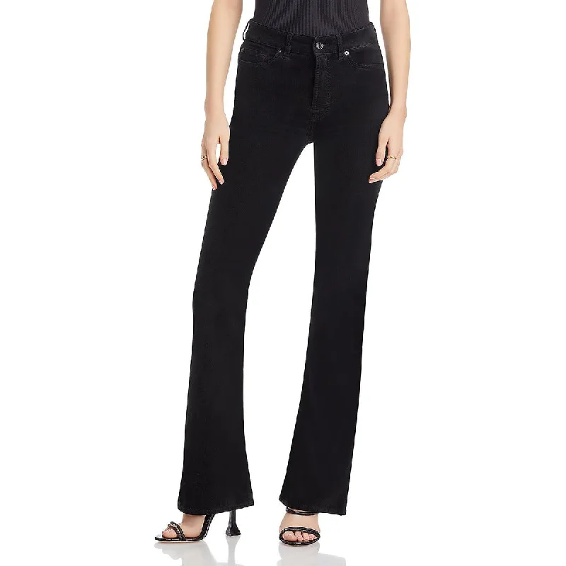 Lisha Womens Velvet Flocked Bootcut Jeans Cozy Wide-Legged Jeans