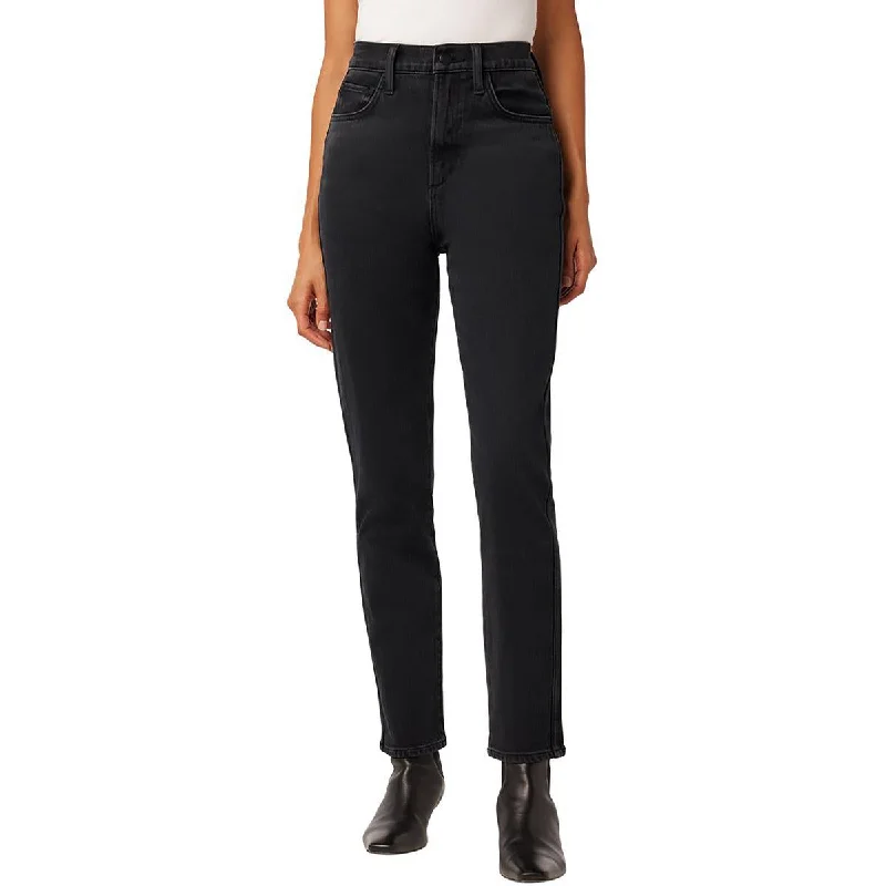 The Raine Womens High Rise Ankle Straight Leg Jeans Trendy Button-Up High-Waist Jeans