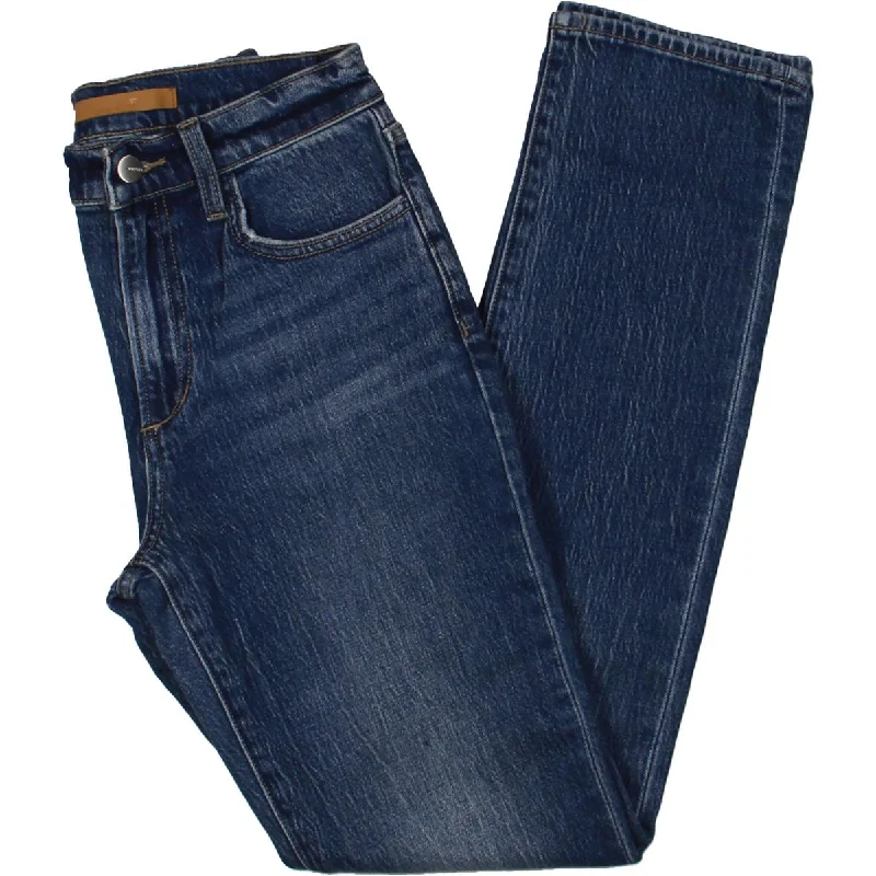 The Runway Luna Womens High-Rise Medium Wash Cigarette Jeans Fashionable Raw Hemmed Jeans