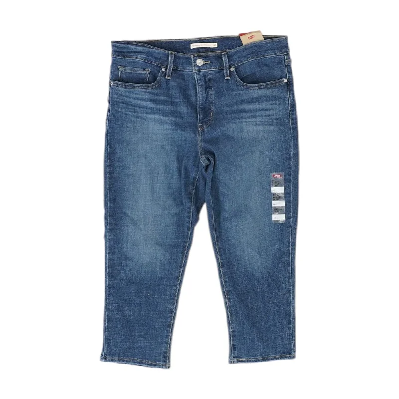 Blue Solid Capri Skinny Leg Jeans Classic Black Denim Jeans