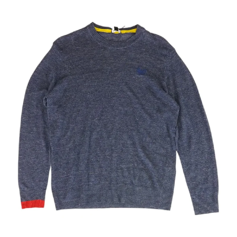 Blue Solid Crewneck Sweater Boxy Sweater Fitted Sweater A-Line