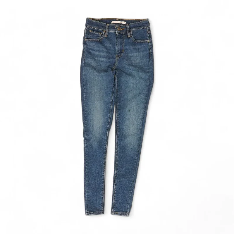 Blue Solid High Rise Skinny Leg Jeans Trendy Low-Rise Slim Jeans