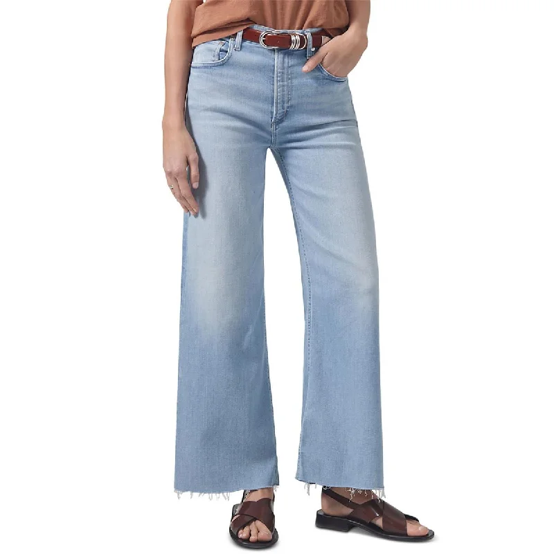 Citizens of Humanity Womens High Rise Frayed Hem Wide Leg Jeans Comfortable Drawstring Waist Jeans Citizens of Humanity Womens High Rise Frayed Hem Wide Leg Jeans Comfortable Drawstring Waist Jeans
