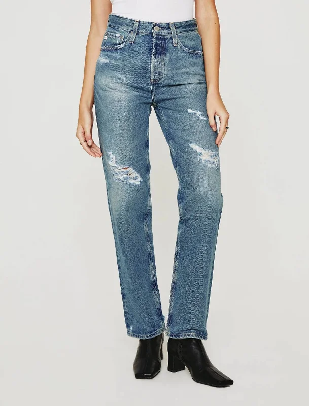 Clove Relaxed Straight Leg Jeans In 19 Years Reunion Destructed Comfortable Low-Rise Jeans