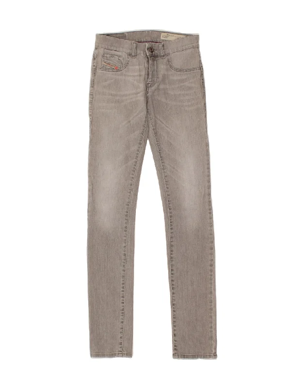 DIESEL Womens Livier Low Waist Super Slim Jegging Jeans W25 L32  Grey Trendy Button-Up High-Waist Jeans