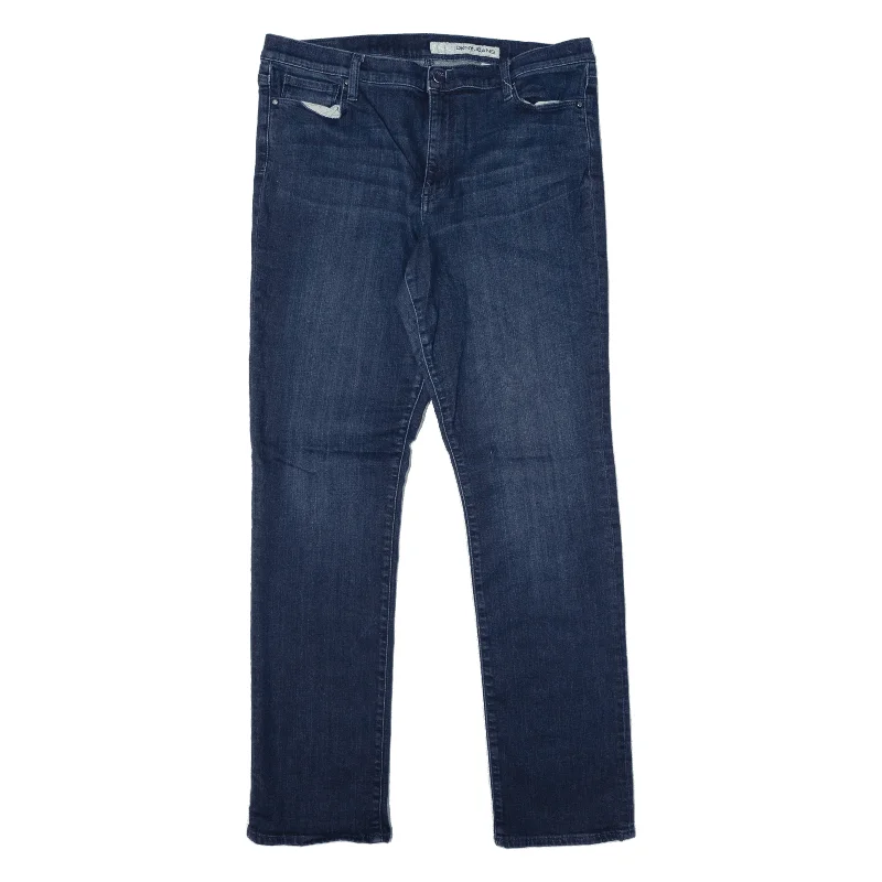 DKNY Jeans Blue Denim Slim Straight Stone Wash Womens W32 L31 Fashionable Raw Edge Jeans