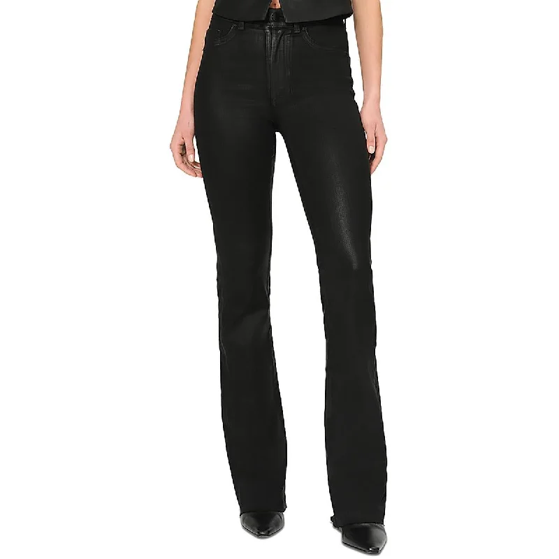 DL1961 Womens High Rise Coated Bootcut Jeans Trendy Layered Pocket Jeans