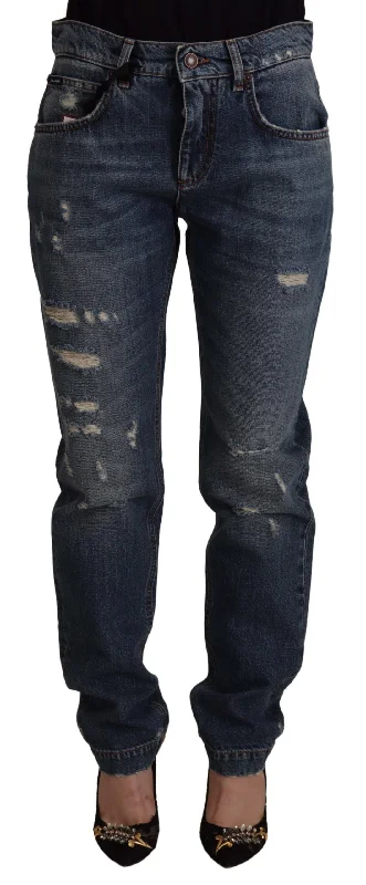 Dolce & Gabbana Chic Boyfriend Cut Mid Waist Women's Jeans Trendy Acid Wash Skinny Jeans Dolce & Gabbana Chic Boyfriend Cut Mid Waist Women's Jeans Trendy Acid Wash Skinny Jeans