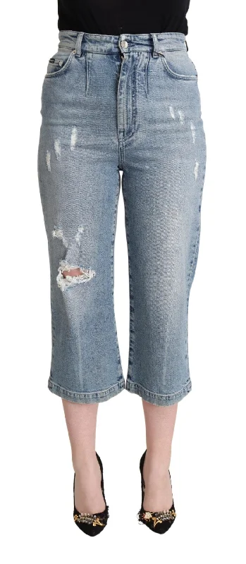Dolce & Gabbana Chic Capri Cropped  Women's Jeans Fashionable Straight Cut Jeans