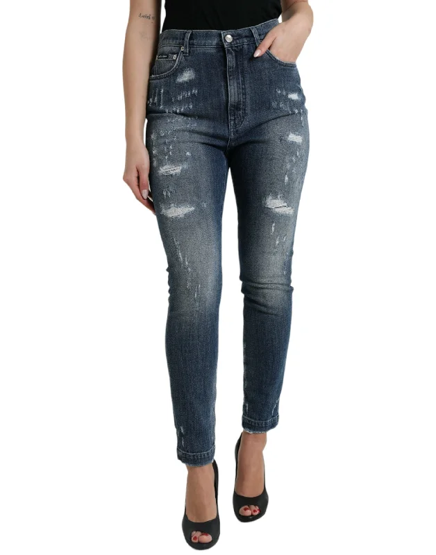 Dolce & Gabbana Elegant High Waist Stretch Women's Jeans Fashionable Raw Hem Bootcut Jeans Dolce & Gabbana Elegant High Waist Stretch Women's Jeans Fashionable Raw Hem Bootcut Jeans