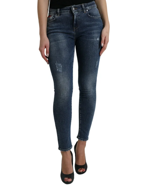 Dolce & Gabbana Elegant Mid Waist Stretch Jeans in Women's Fashionable Raw Hemmed Jeans Dolce & Gabbana Elegant Mid Waist Stretch Jeans in Women's Fashionable Raw Hemmed Jeans