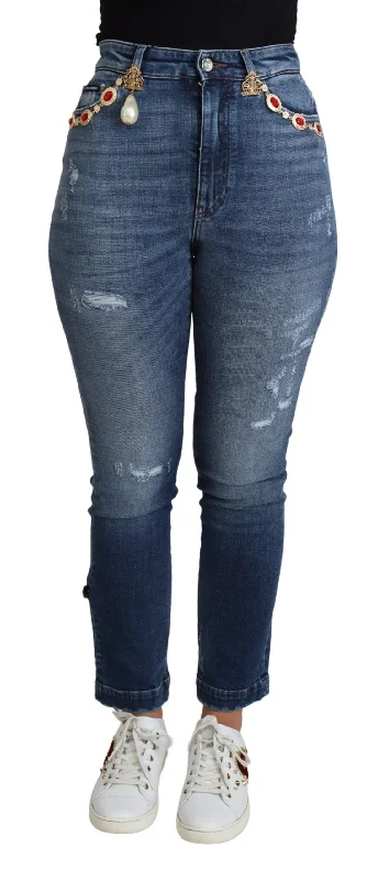 Dolce & Gabbana Embellished High Waist Skinny Women's Jeans Cozy Tencel Blend Denim Jeans Dolce & Gabbana Embellished High Waist Skinny Women's Jeans Cozy Tencel Blend Denim Jeans